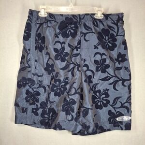 Vintage Billabong‎ Board Shorts Nylon Hawaiian Floral Made in USA Size 36 Navy